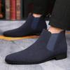 Luxury Fashion Designer New Suede Leather Pointed Toe Business Casual Ankle Boot For Men Winter Chelsea Leather Shoes