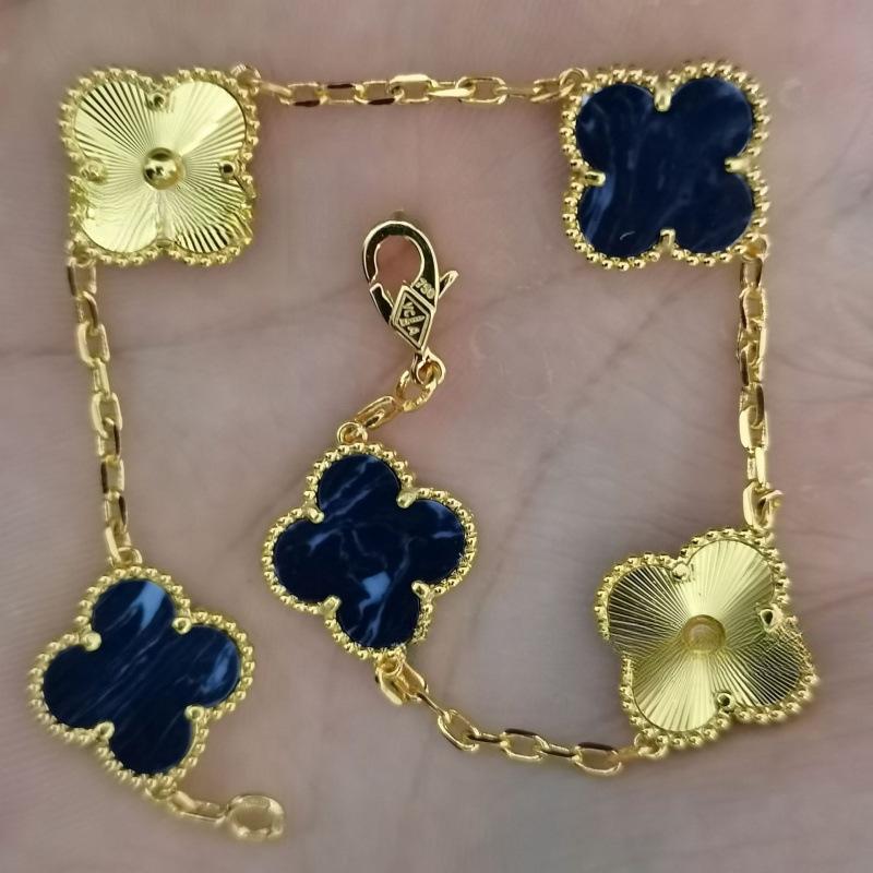 Exquisite Four-leaf Clover Bracelet for Women Five-flower Bracelet Double-sided Natural White Mother-of-pearl and Carnelian Bracelet