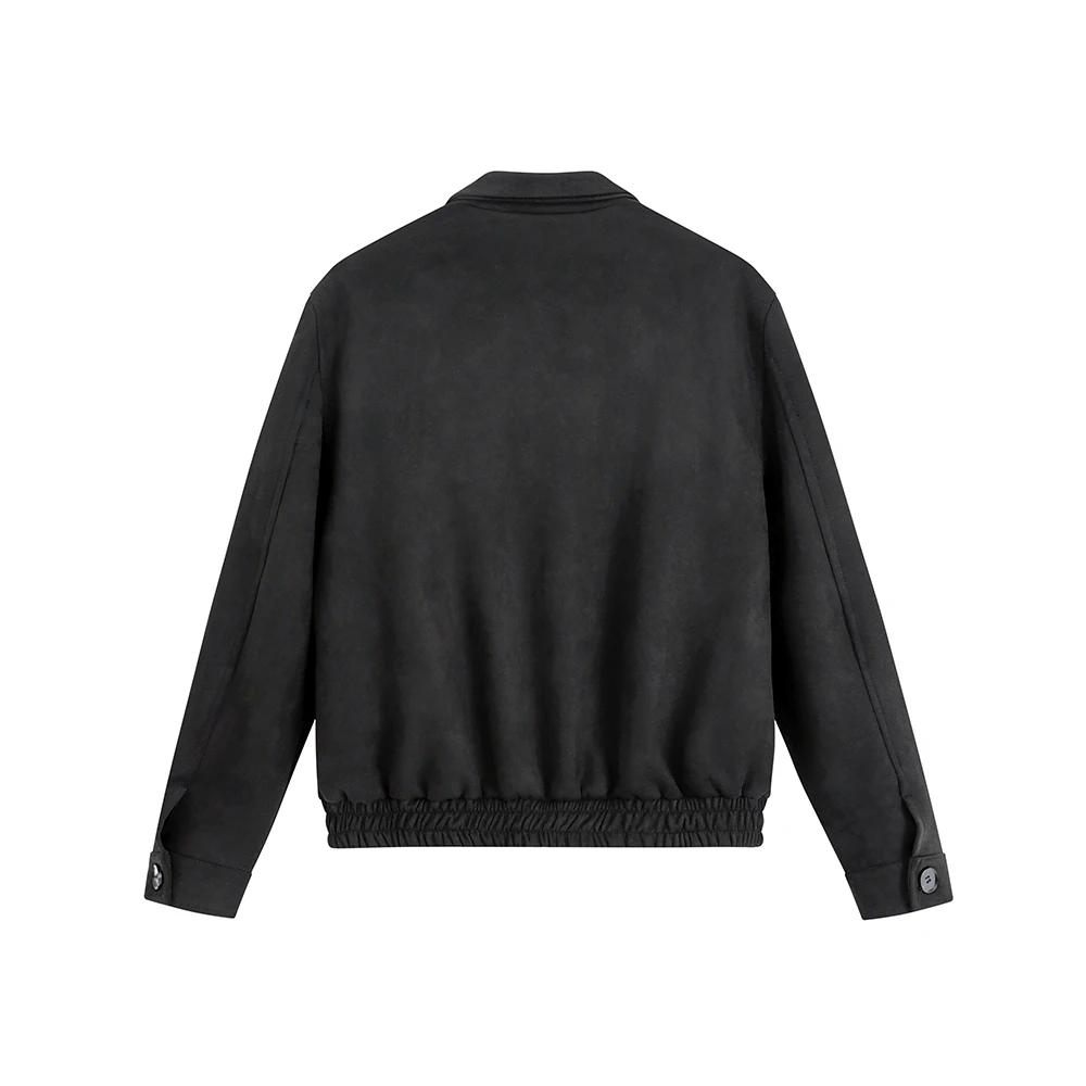 Fashion Men Suede Short Coat Men Long Sleeve Zipper Black Khaki Jacket Male 2025 Spring Autumn Man Urban Outwears