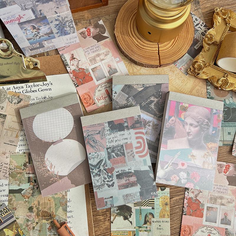 Romantische Notizen: Nicht haftende Planer-Aufkleber mit Retro-Hintergrund für DIY-Collagen