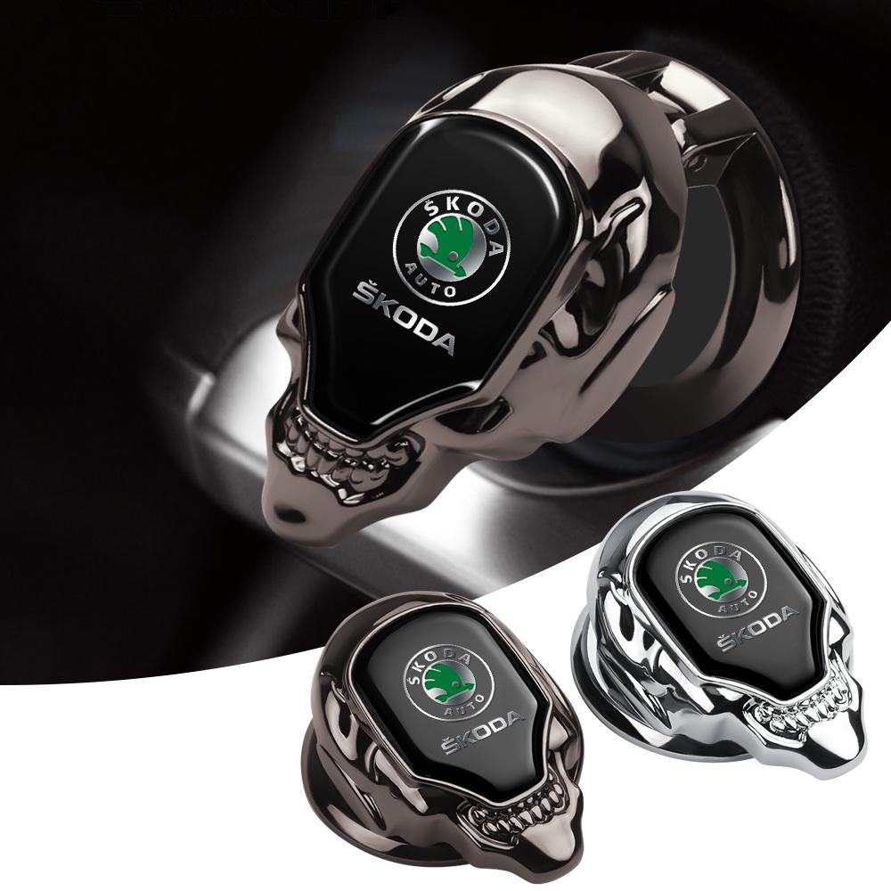 Car Metal One-button Start Button Protective Cove Decoration For Skoda Kodiaq Octavia Fabia Karoq Enyaq Kamiq Superb Scala Rapid