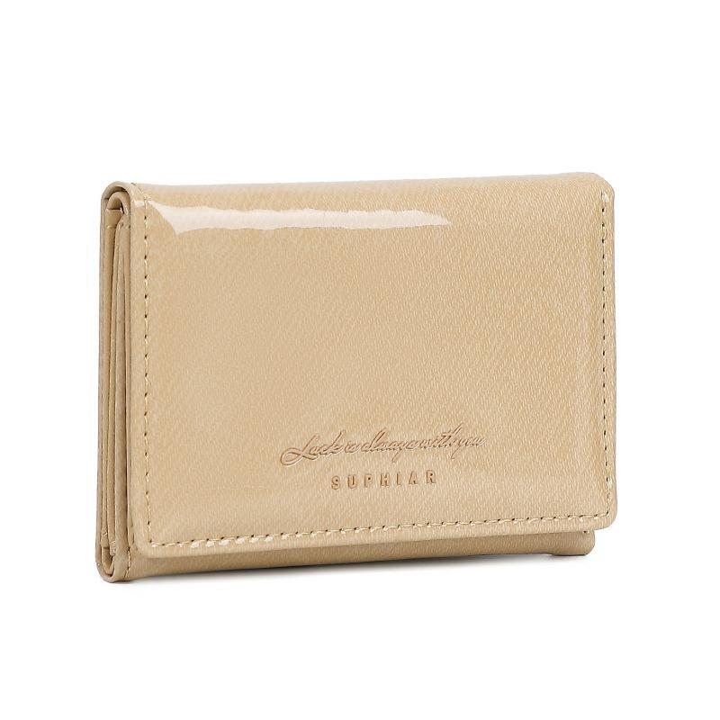 Simple Card Bag, Mirror Surface, Advanced Photosensitive Glue, Small Three-fold, Ultra-thin Wallet, Large Capacity Pu Wallet, Student Women's Model.