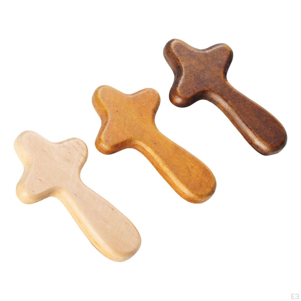 Collectible Wooden Cross Handheld Design Small Religious Item for Living Room Decor