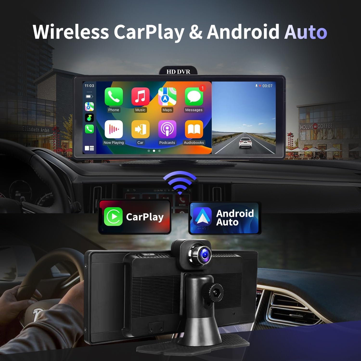 

10.26 Экран CarPlay Android Auto с 4K камерой заднего вида, GPS, Bluetooth, голосовым управлением United States