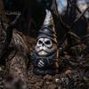 PLA Material Art Pieces 3D Printed Gothic Skull Gnome Ornament, Halloween Retro Spooky Miniature Garden Landscaping Figurine for Desktop and
