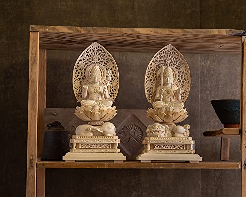 Seated Manjusri Bodhisattva Wooden Statue, 22.5cm (cypress Wood) - Guardian Deity of the Chinese Zodiac, for Those Born In the Year of the Rabbit