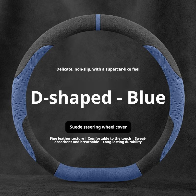 Luxury Suede Steering Wheel Cover Two Tone Sport Comfort Grip 37-38cm For VW Tiguan T-Roc Touareg ID.4 Polo Golf Car Accessories