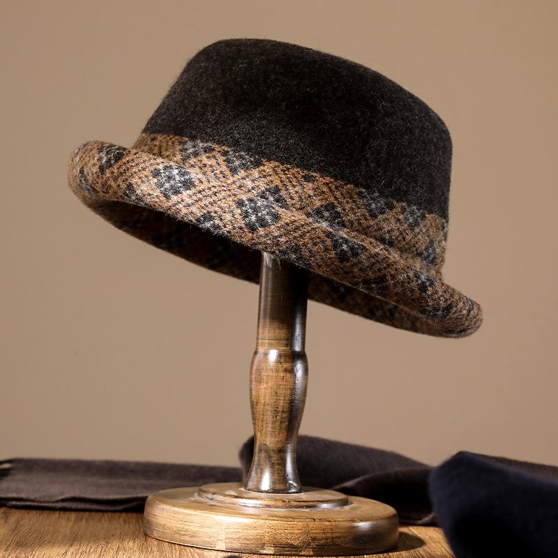 

Осенне-зимняя шляпа-клош для женщин среднего возраста, теплая, с темпераментом, материнская шляпа, шерстяная, модная, универсальная, материнская шляпа-цилиндр one size fits all чёрный