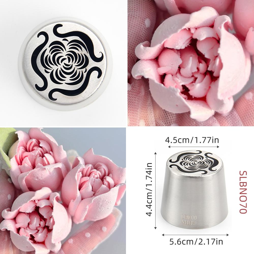 1pc Ruffled Petal Rose Large Flower Cake Russian Piping Nozzle DIY Valentine's Day Chrstmas Cake Decorating Stainless Steel Tips