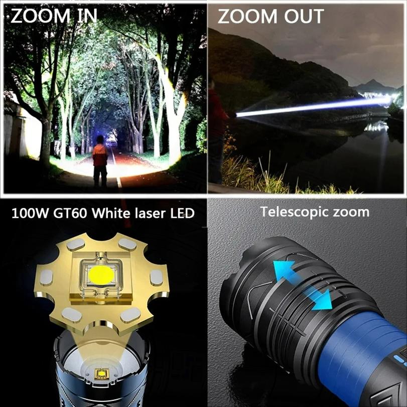 Super Bright 1000000LMs LEDs Flashlight Powerful Rechargeable Portable Ultra Power Torch Lamps Outdoor Emergency Camping Lantern