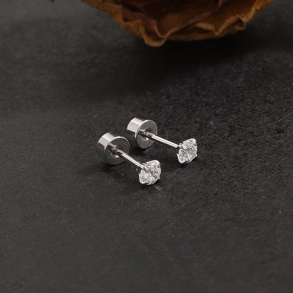 Cross-Border European American Style Fashionable Zircon Ear Bone Studs Unisex Simple Spiral Ear Plugs Anti-Lost Earrings
