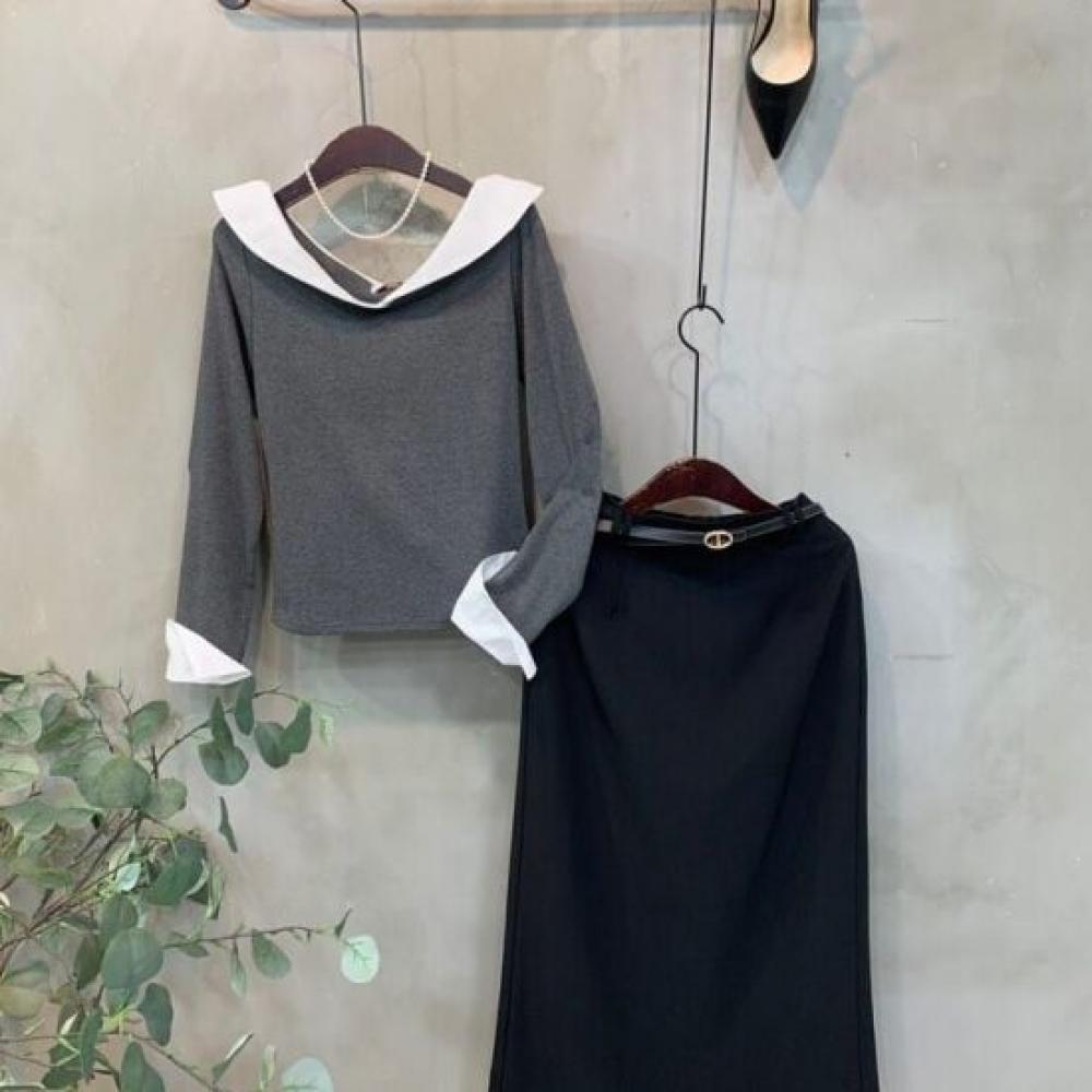 C S In THe Room H lIne Long Skirt witH Side Slit 2Color