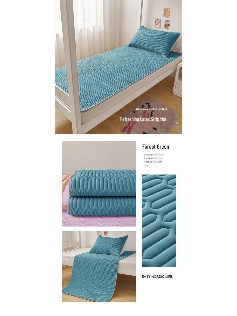Thickened Ice Silk Cool Bed Sheet & Latex Mattress Topper for Summer