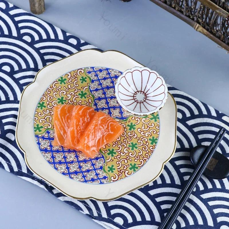Piatti in Ceramica Stile Giapponese Vintage Piatto Creativo Irregolare per Sushi Vassoio per Dessert Frutta da Tè Pomeridiano Stoviglie Raffinate per la Casa