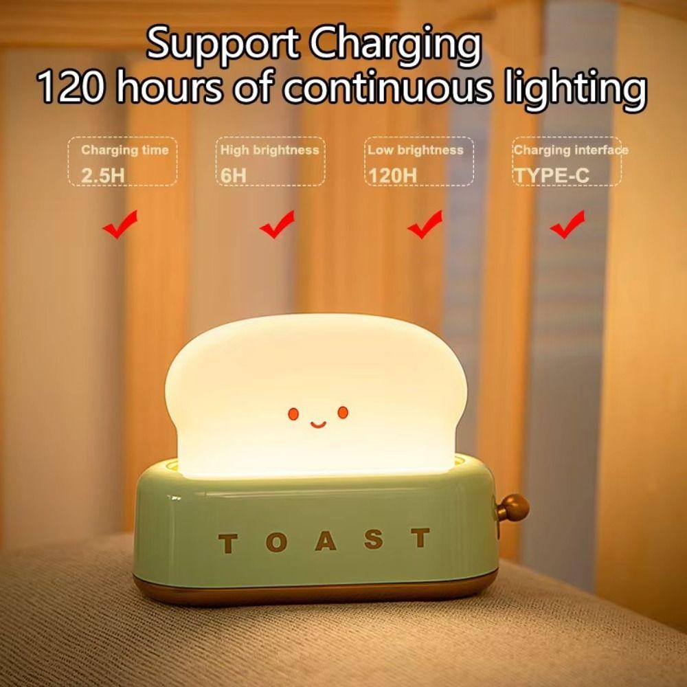 USB Rechargeable Toaster Nightlight Creative Table Light New Bread Toast Light