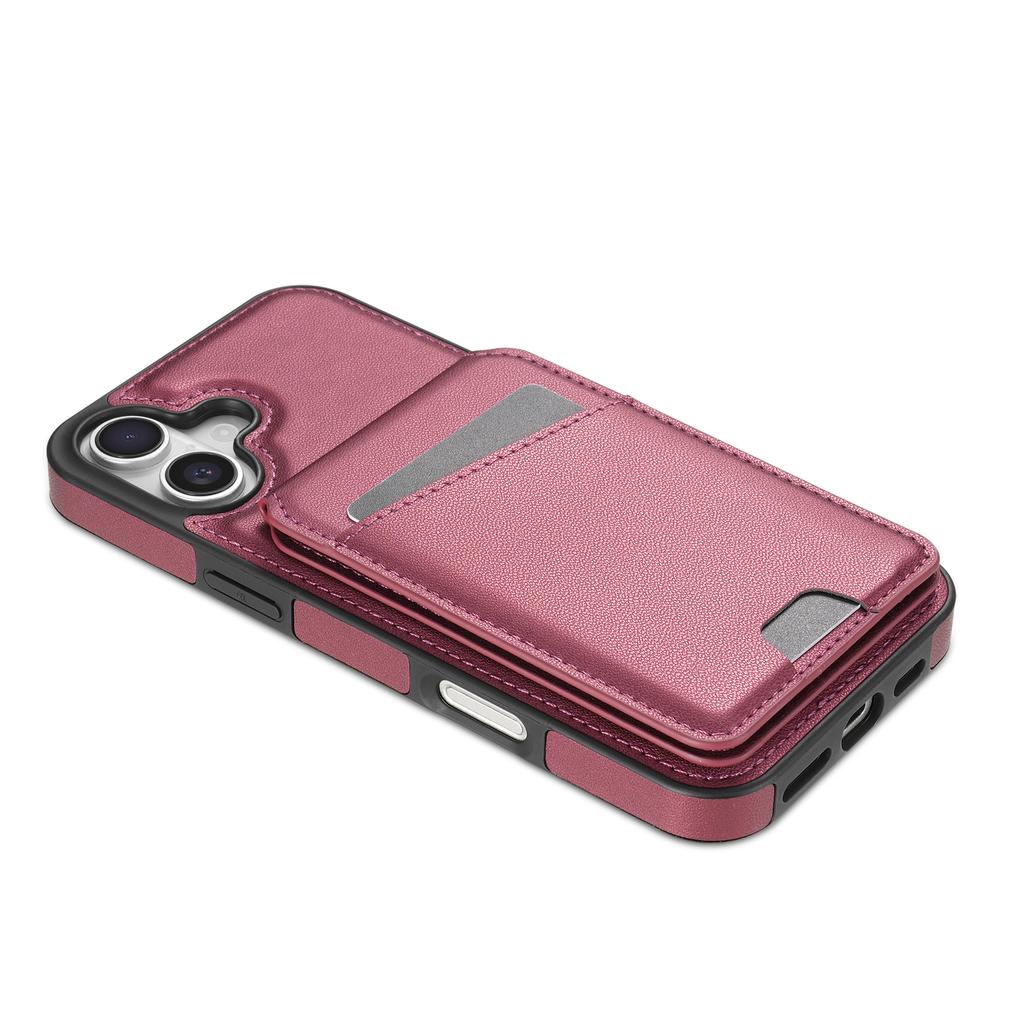 Applicable to iPhone17 mobile phone case Samsung S25 magnetic wireless charging card bag bracket anti-drop protective case 16E