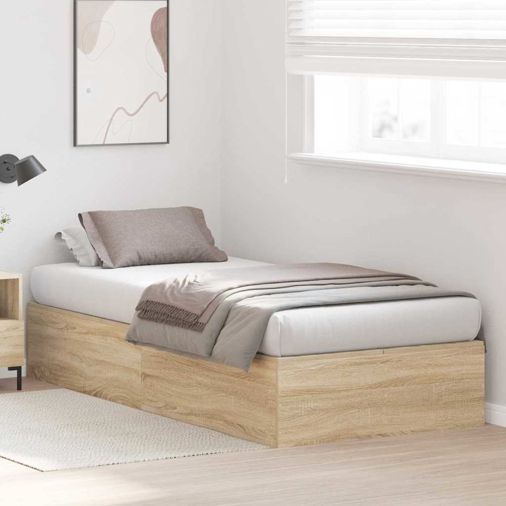Storage Bed Frame Sonoma Oak 90 x 200 cm Particleboard