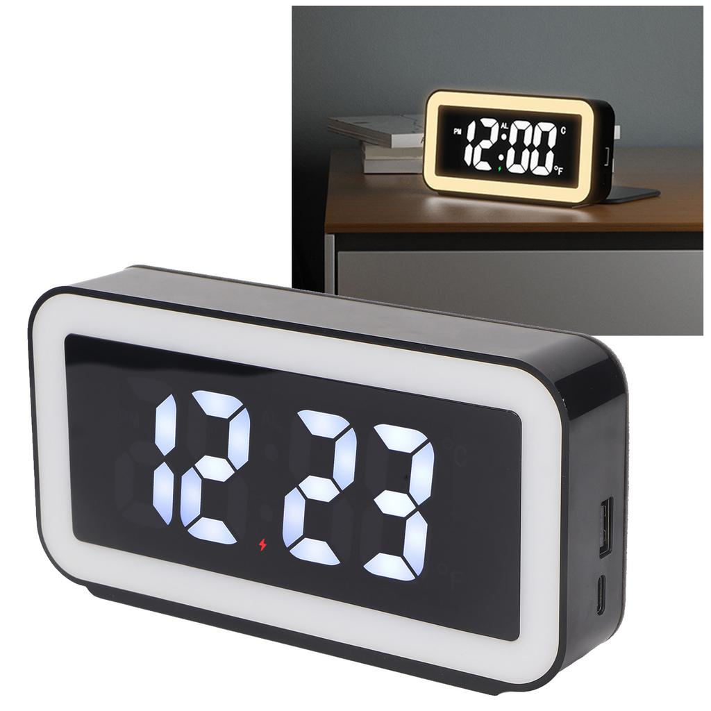 Wireless Charging Alarm Clock USB Reverse Charging LED Large Screen Rectangle Digital Alarm Clock for Bedroom