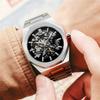 Fashion Forsining Top Brand Automatic Mechanical Men Full Steel Military Army Sport Male Clock Luxury Silver Skeleton Man Watch
