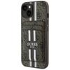 Etui do iPhone 15 Guess MagSafe 4G Stripes z portfelem Brązowy