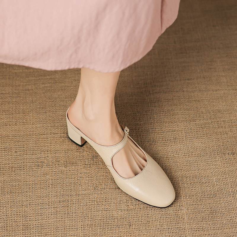Krazing Pot sheepskin mules Summer Size 42 round Toe slip on Women Shallow Pumps