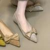 Fashion Bow Women Flats Shoes Fashion Pointed Toe Sandals Designer Shallow Autumn Brand Shoes 2025 New Elegant Suede Zapatillas De Mujer