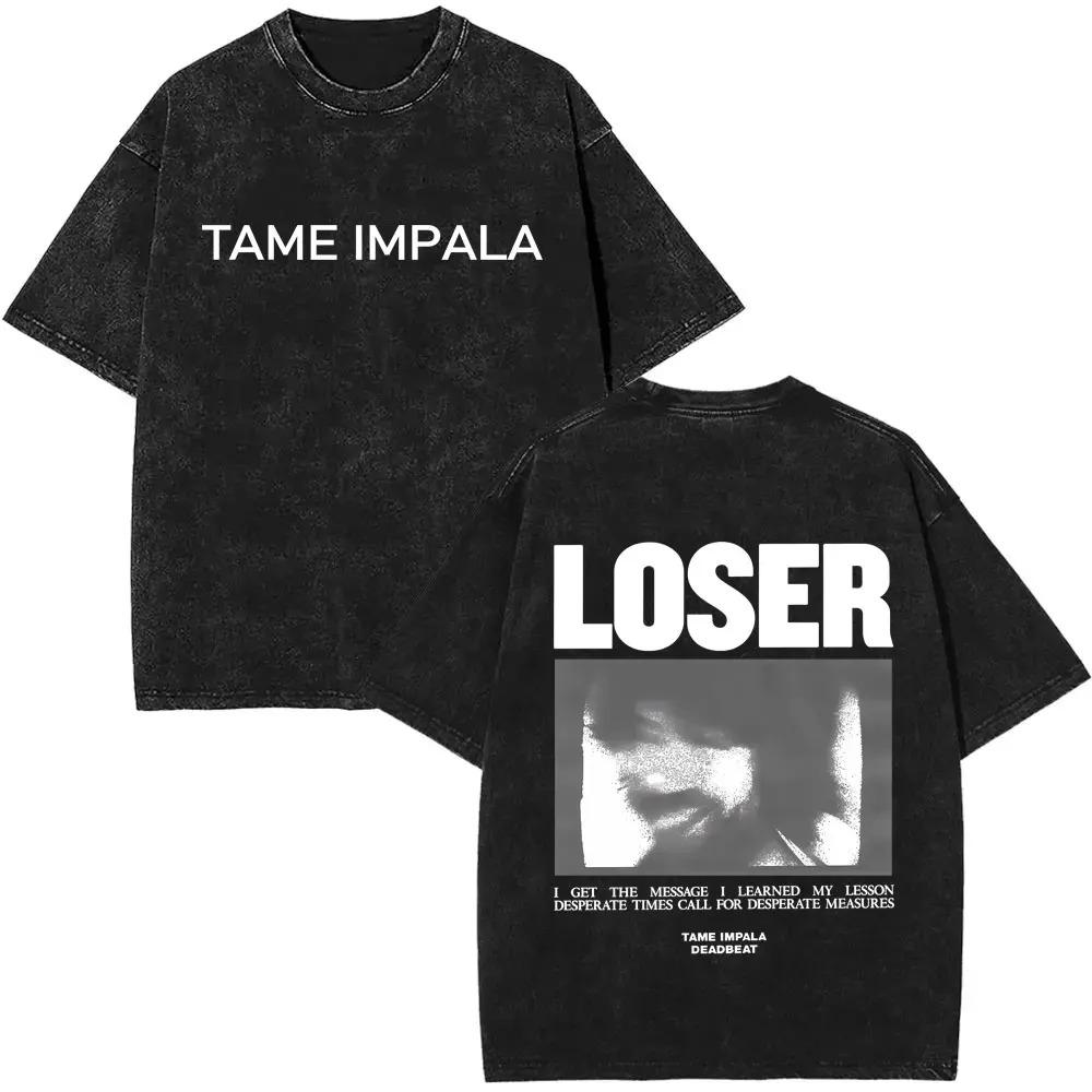 Tame Impala Deadbeat Grafik T-Shirt Vintage gewaschen Psychedelic Rock Unisex Lässiges Baumwoll-T-Shirt Herren Übergröße Kurzarm