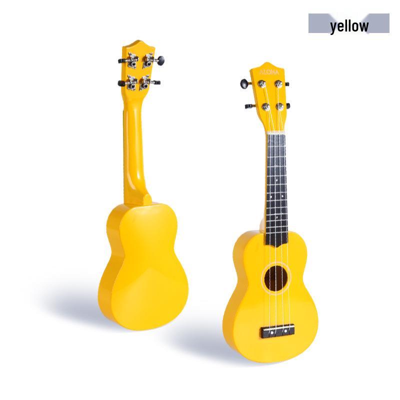 

ALOHA 21 Linden Wood Ukulele - Playable Musical Instrument with Logo Stickers жовтий