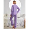 European and American pajamas women's autumn and winter cardigan long-sleeved loungewear two-piece set ebay