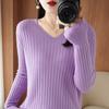 Women Autumn Winter Sweaters  V-neck Cashmere Sweater Elegant Knitted Pullover Tops