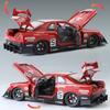 1:24 Skyline GTR-S15 F1 Safety Sports Car Model Toy Alloy Diecast Sound Light Racing Car Shock Absorption Vehicle Kids Gifts