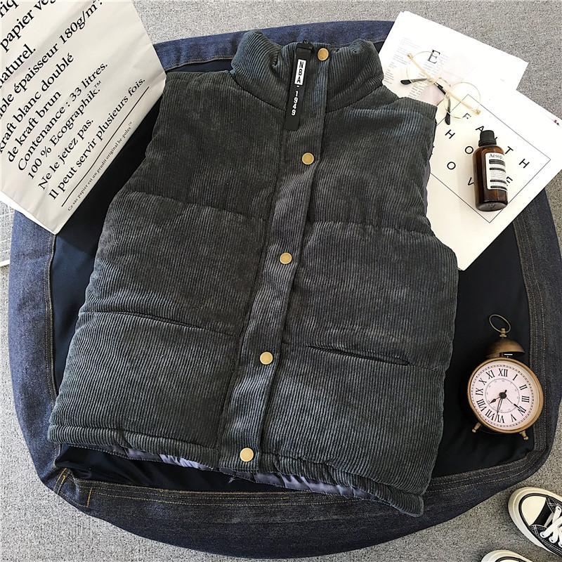 

Thickened vest women s autumn and winter versatile outer wear casual versatile large size sleeveless vest jacket 2XL темно-сірий