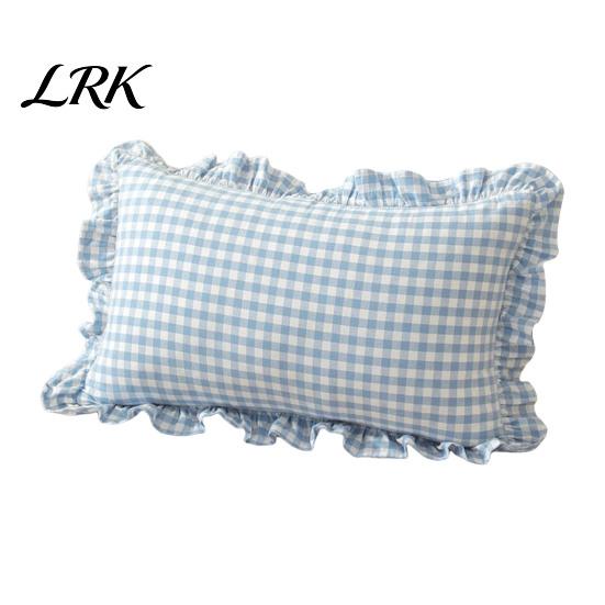 Federe Cuscino Cotone Stile Rustico, Copricuscino Decorativo con Volant, Fantasia a Quadri con Bordo Arricciato, 18x18 Federe Minimaliste Moderne, 20x12 Copricuscino Decorativo