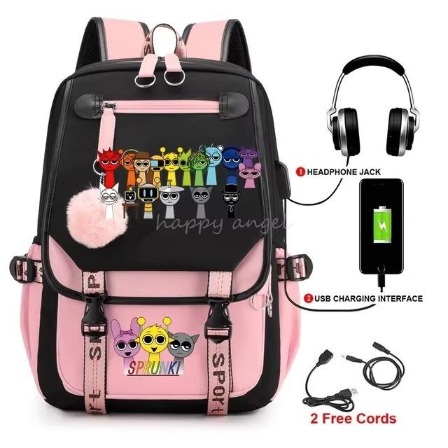 Cartoon Anime Sprunki Backpack Girls Children Backpack Laptop School Bag backpack