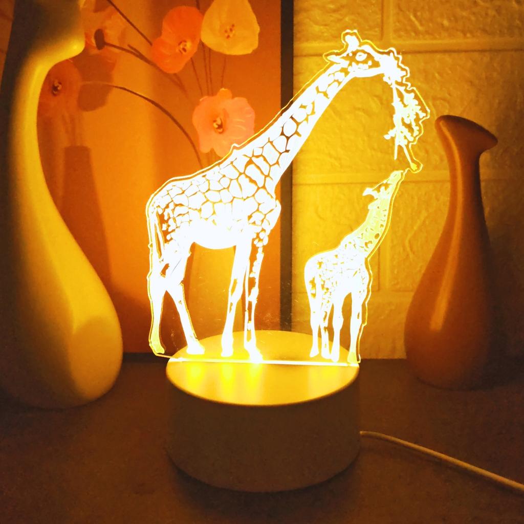 USB powered 3D creative giraffe night light - cute animal home decoration light, perfect birthday or holiday gift