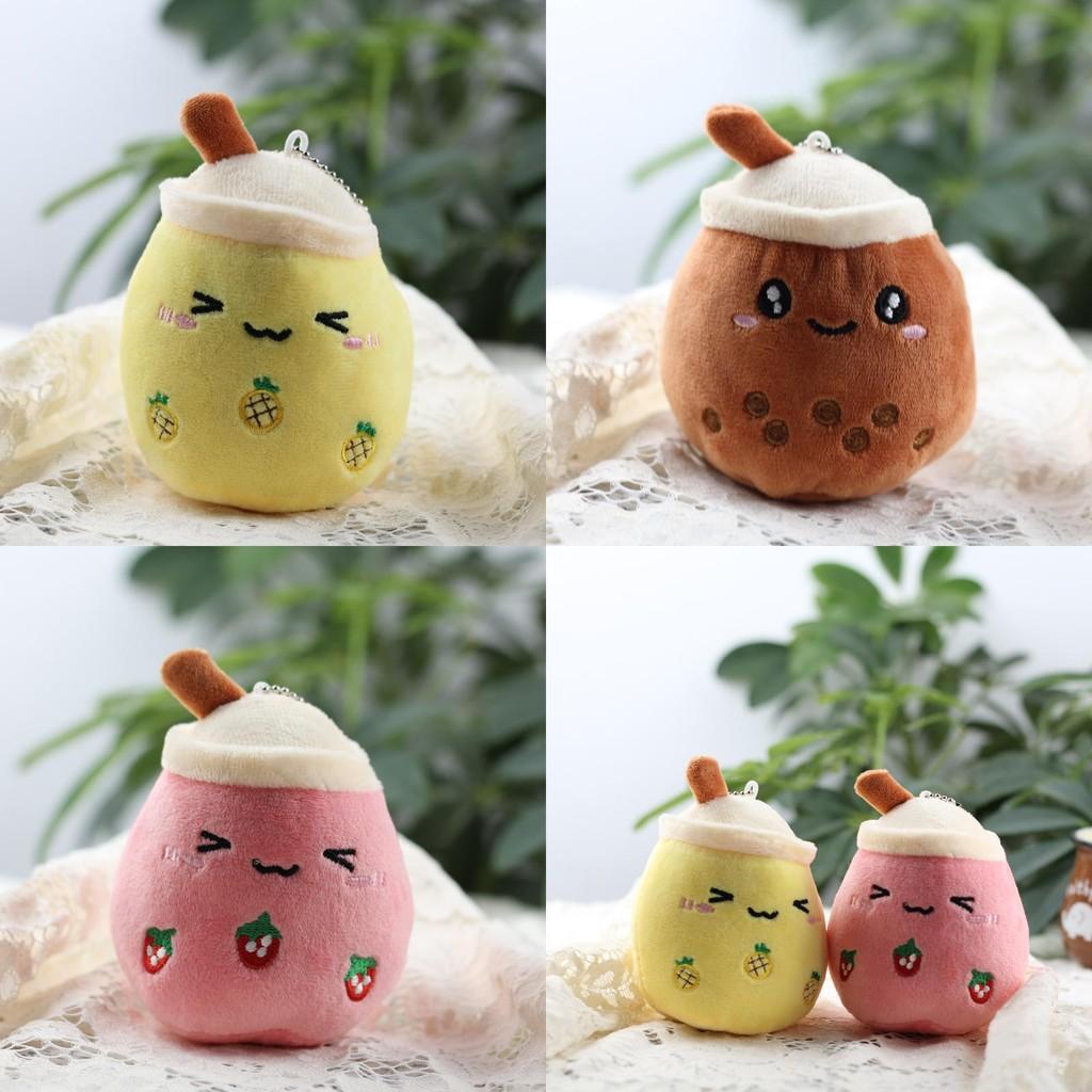 Lovely Green Apple Milk Tea Cup Plush Keychain Short Plush Mini Doll Gift