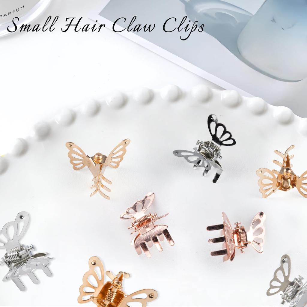 20 Stück Mini Metall Schmetterling Haarklammern, Hohl Kleine Schmetterling Haarclips, Niedliche Seitenpony Zöpfe Haarspangen für Damen Mädchen Haarschmuck