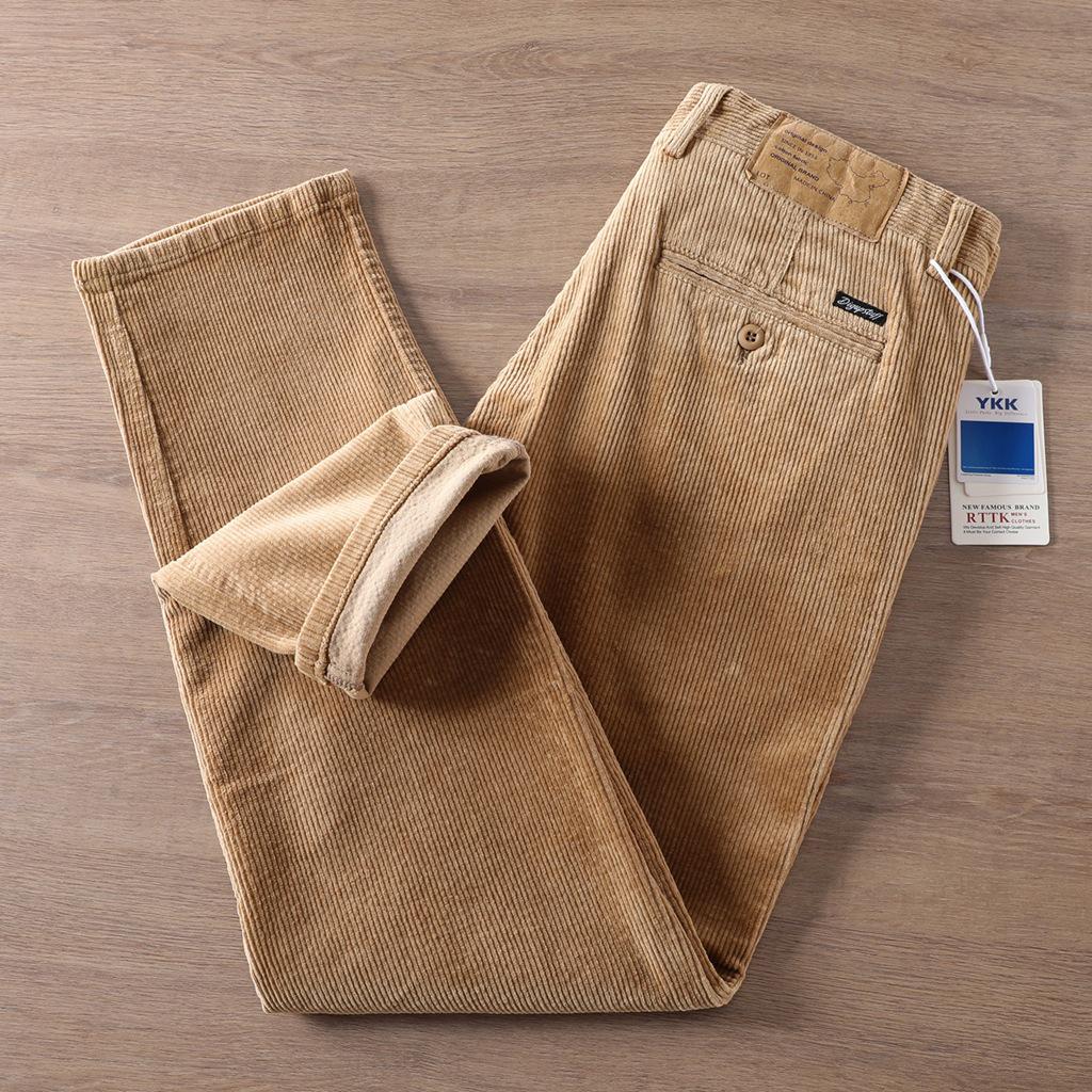 Men's Loose Heavyweight Retro Straight-Leg Corduroy Pants