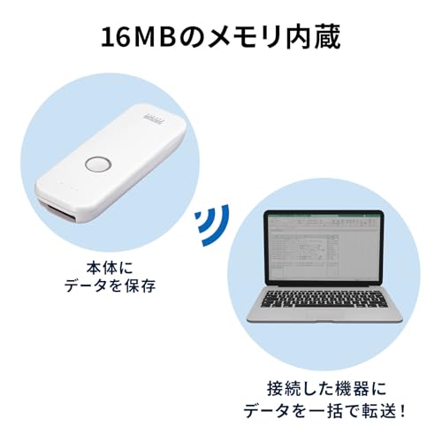 SANWA SUPPLY Bluetooth 1D Barcode Reader BCR-BT1D8W