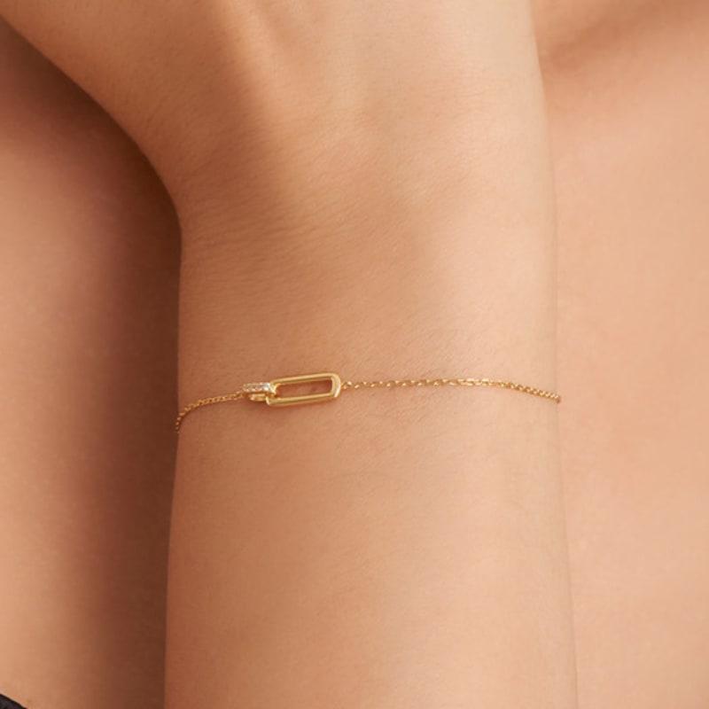 ANIA HAIE Glam Interlock Pendant Stone Setting 925 Silver Bracelet B037-01H