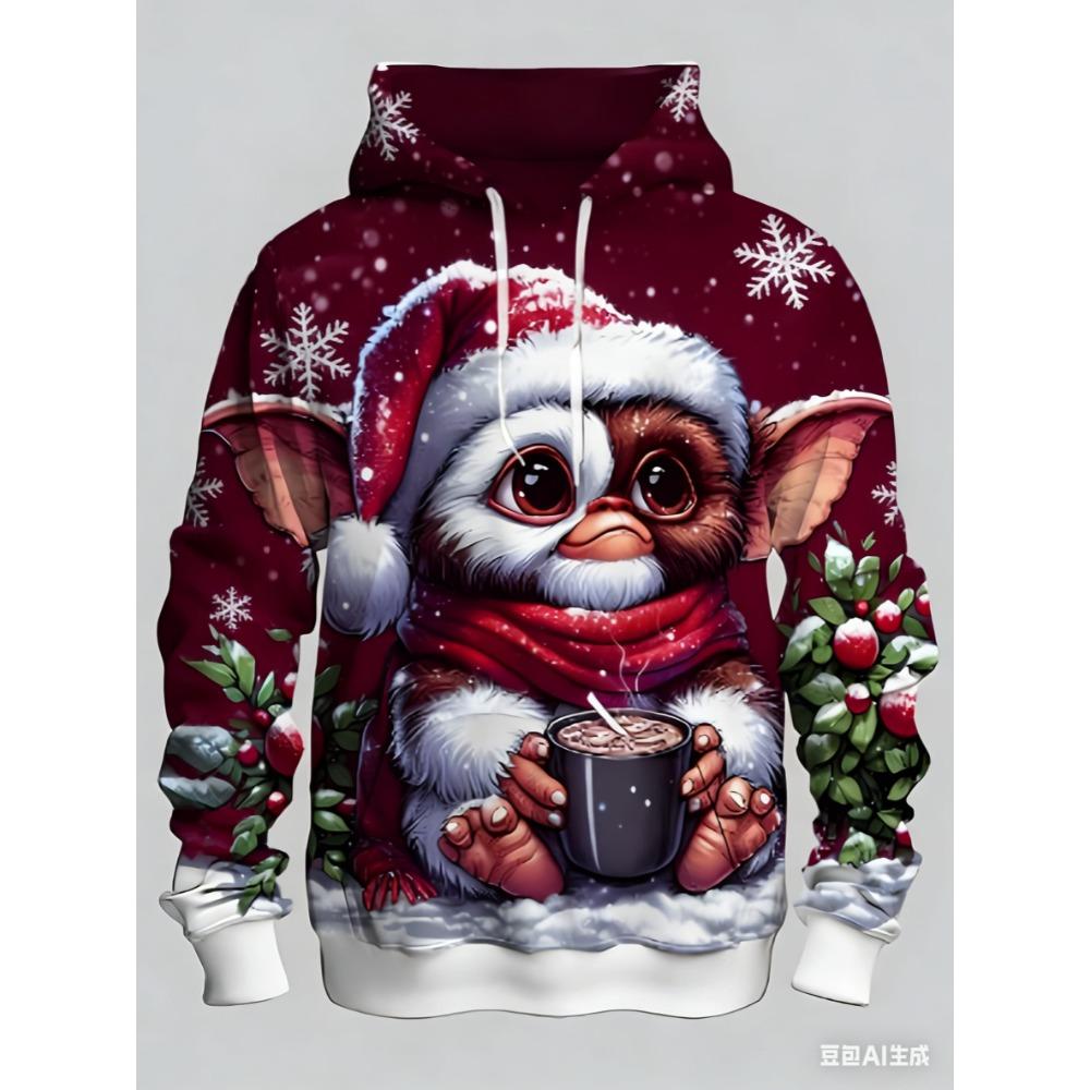 Christmas snowflake monster pattern men's hoodie