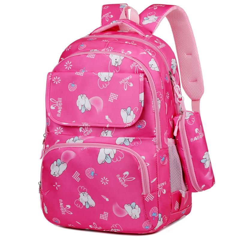 

Cartoon Print Animal Children Backpack Durable Breathable Student Schoolbag розовый