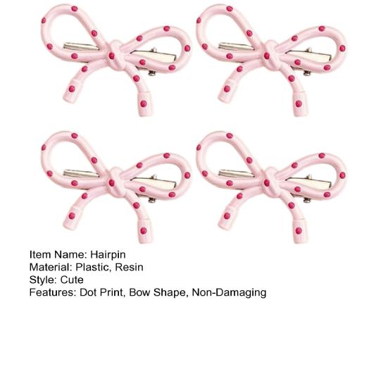 4Pcs Girl Hairpins Korean Style Dot Design Bow Shape Hair Clips Stable Non-slip Side Bang Hair Pins Hair
