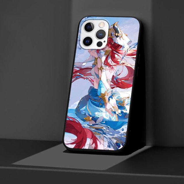 Puzdro pre Apple Iphone 11 13 12 Mini 14 Pro Max Xr 7 8 +Se 2020 Xs 6 6s Plus 5 5s Čierny silikónový kryt na telefón Genshin Impact