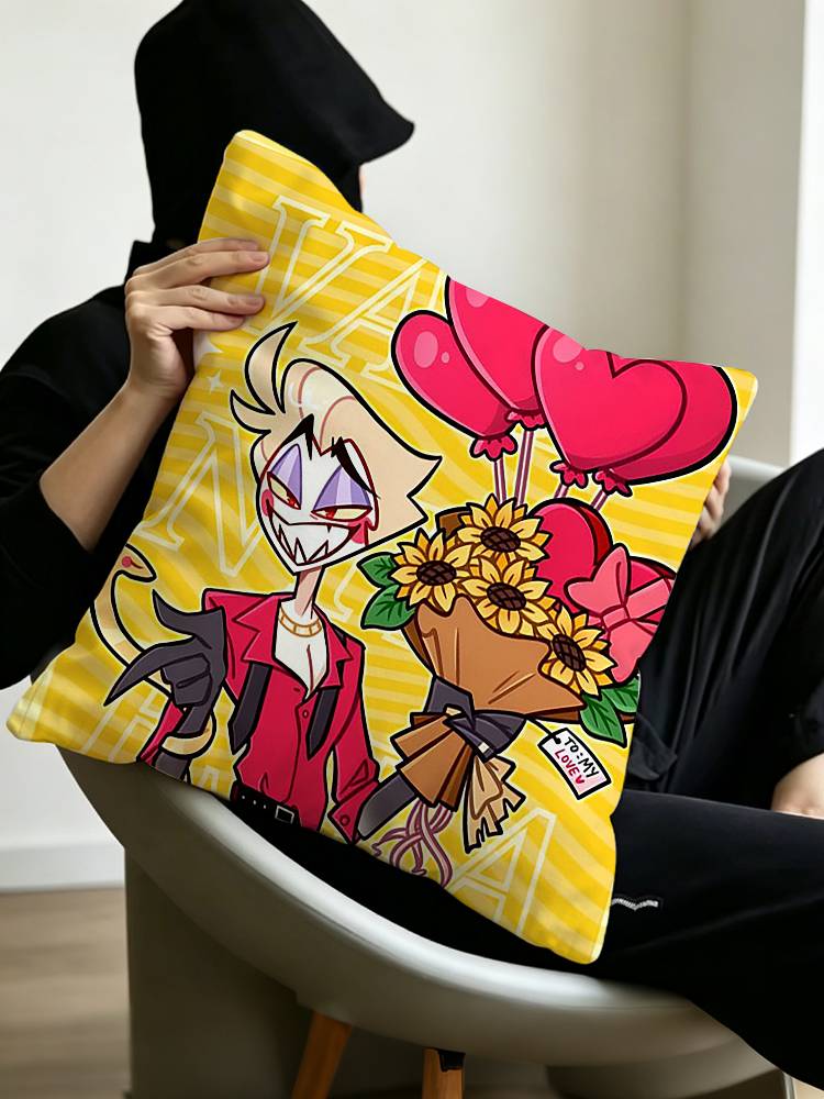 Animation Hazbin Hotel Llucifer Pillow Case Pattern Printed Pillowcase For Living Room Sofa Cushion Cover