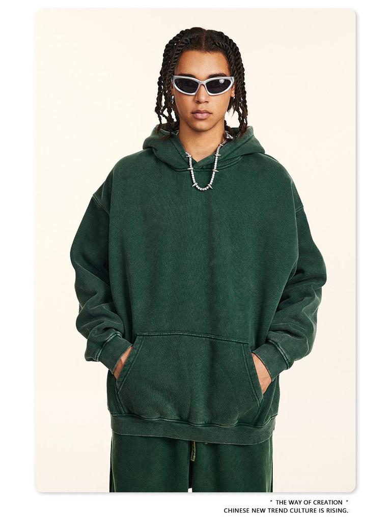 BE Men's Wear | 2025 Autumn/Winter Loose Fit Fleece-lined Retro Streetwear Hoodie Set for Men