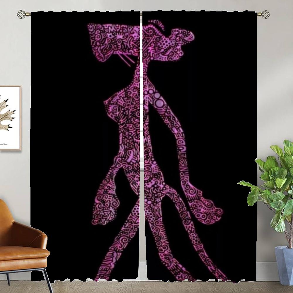 Oturma Odası için Mutfak Perdeleri Perde Pembe Panter Ev İç Mekan Perdeleri 2 Parça Bölme Cadılar Bayramı Dekorasyonu Jaluziler