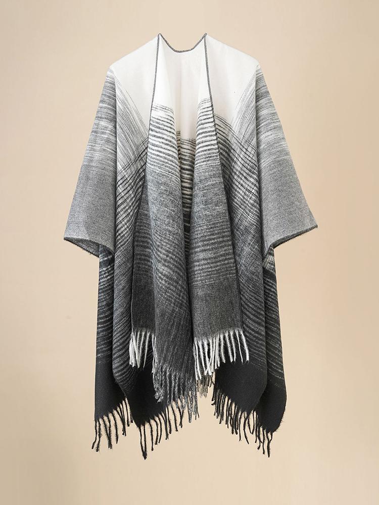 New Imitation Cashmere Women Scarf Autumn Winter Striped Tassel Poncho Wrap Blanket Capa Para Mujer Pashmina Shawl Echarpe Hiver
