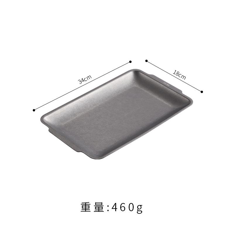 Retro Korean Style Stainless Steel Rectangular Plate Steak Barbecue Snack Storage Tray Kitchen Accessories