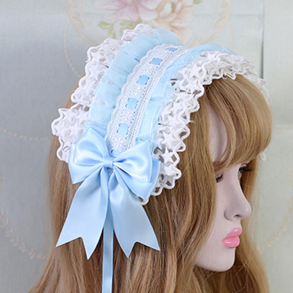 Lolita Maid Cosplay Hair Accessory Headband Japanese Star Lace Ribbon Headdress